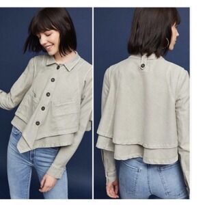 Hei Hei Anthropologie Renley Handkerchief Sage‎ Green Crop Utility Jacket Medium